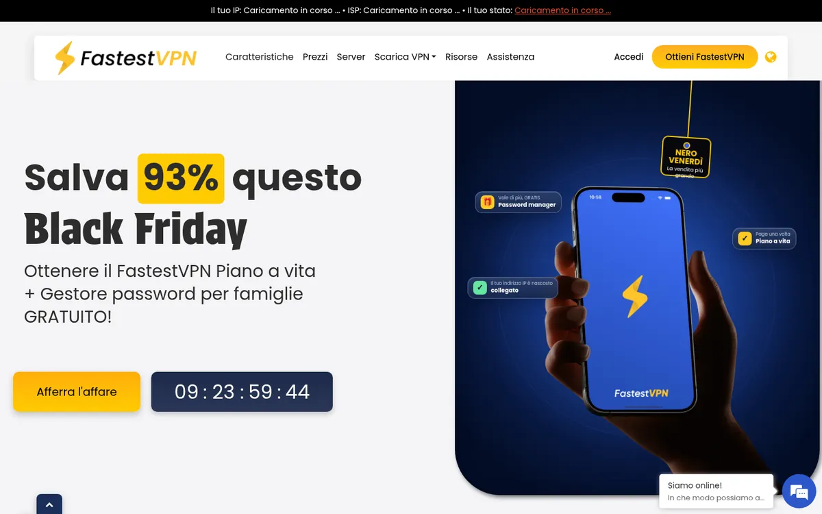 Homepage di FastestVPN su computer – alla prova: miglior VPN in Italia