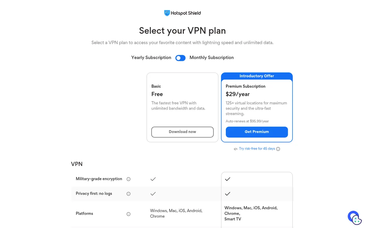 Pagina dei prezzi di Hotspot Shield – alla prova: miglior VPN in Italia