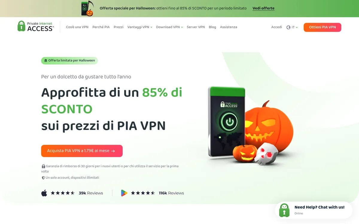 Homepage di Private Internet Access su computer – alla prova: miglior VPN in Italia