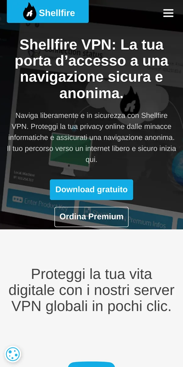 Homepage di Shellfire VPN su smartphone – alla prova: miglior VPN in Italia
