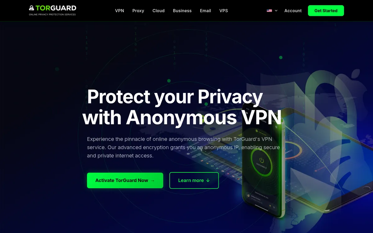 Homepage di TorGuard su computer – alla prova: miglior VPN in Italia