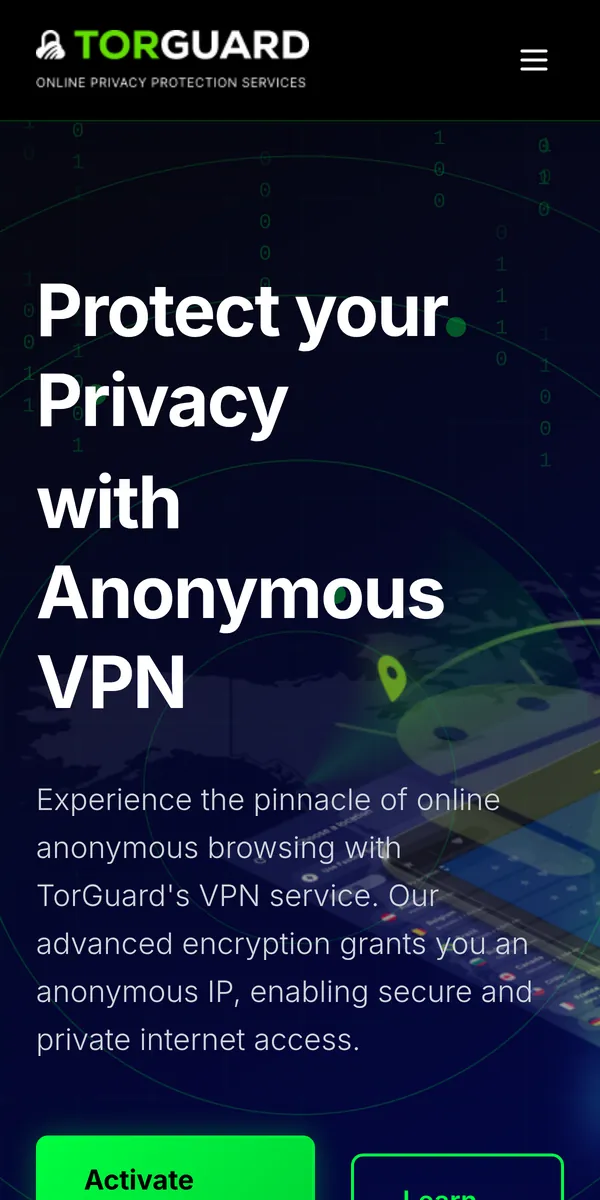 Homepage di TorGuard su smartphone – alla prova: miglior VPN in Italia