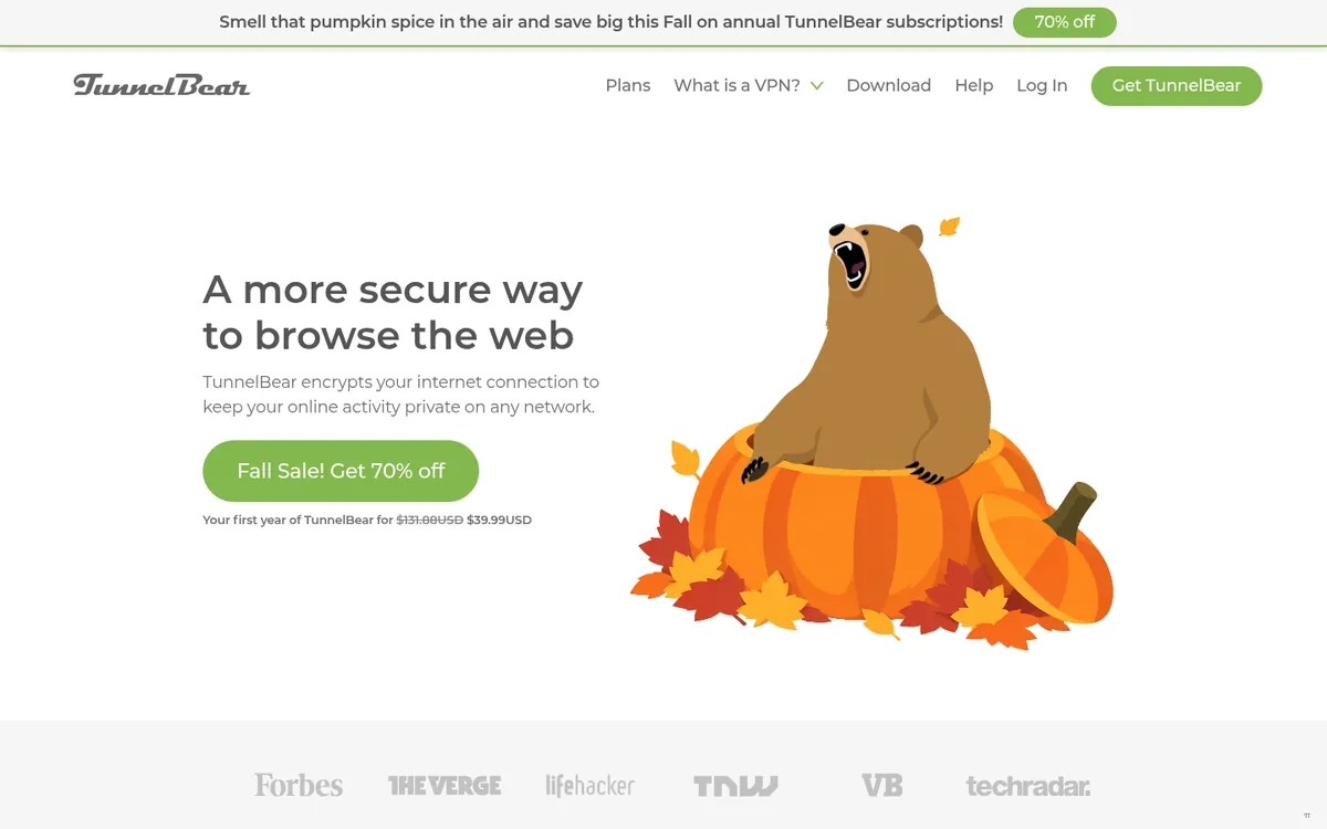 Homepage di TunnelBear su computer – alla prova: miglior VPN in Italia