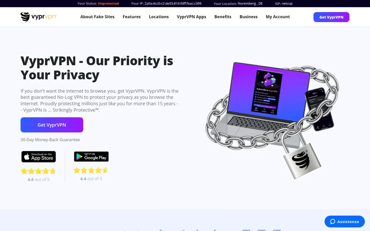 Homepage di VyprVPN su computer – alla prova: miglior VPN in Italia