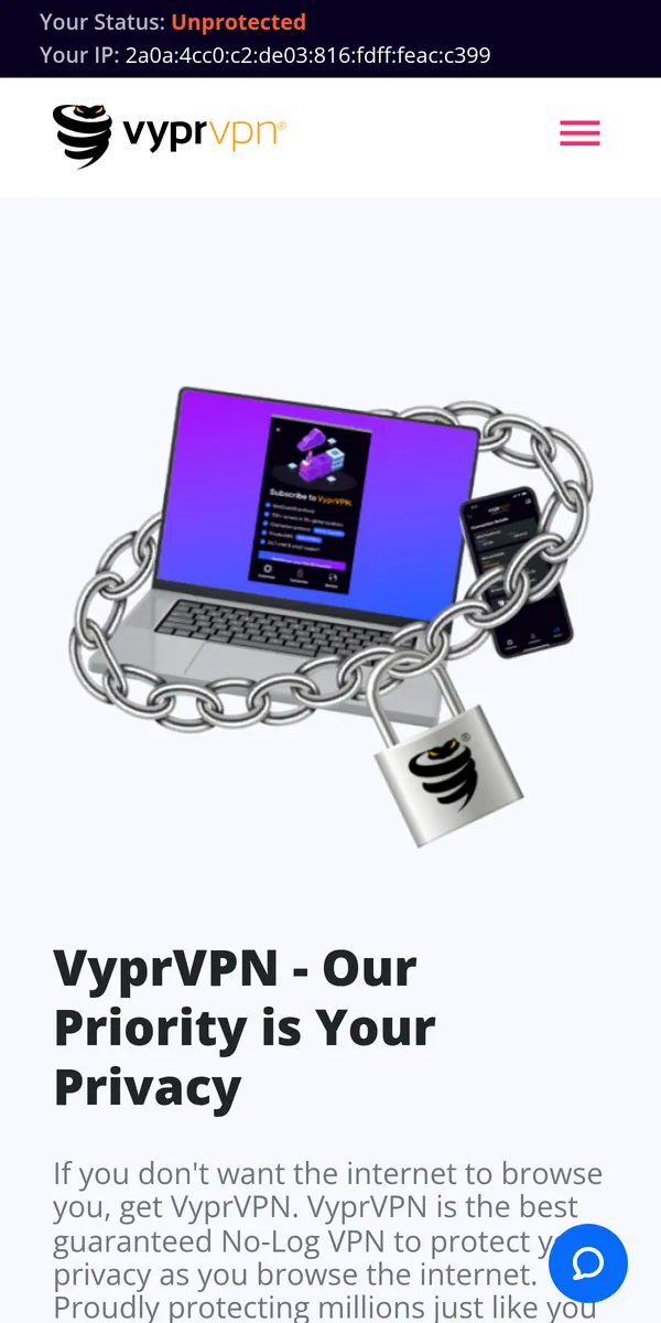 Homepage di VyprVPN su smartphone – alla prova: miglior VPN in Italia