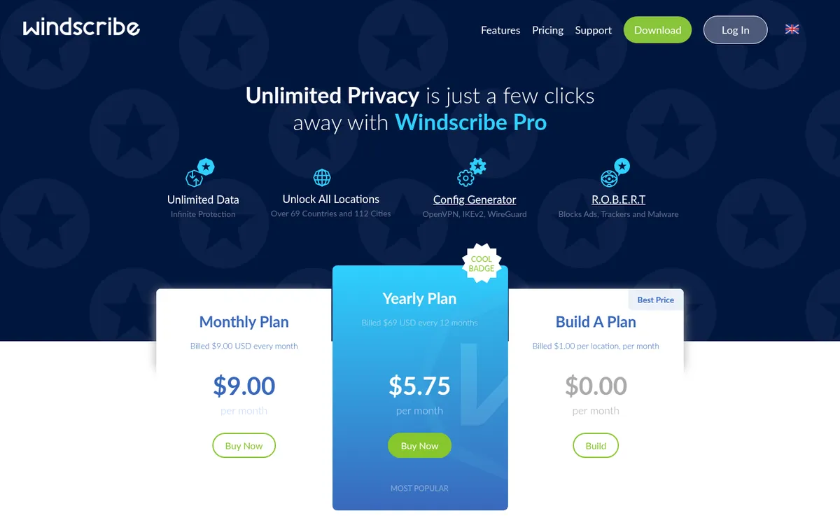 Pagina dei prezzi di Windscribe – alla prova: miglior VPN in Italia